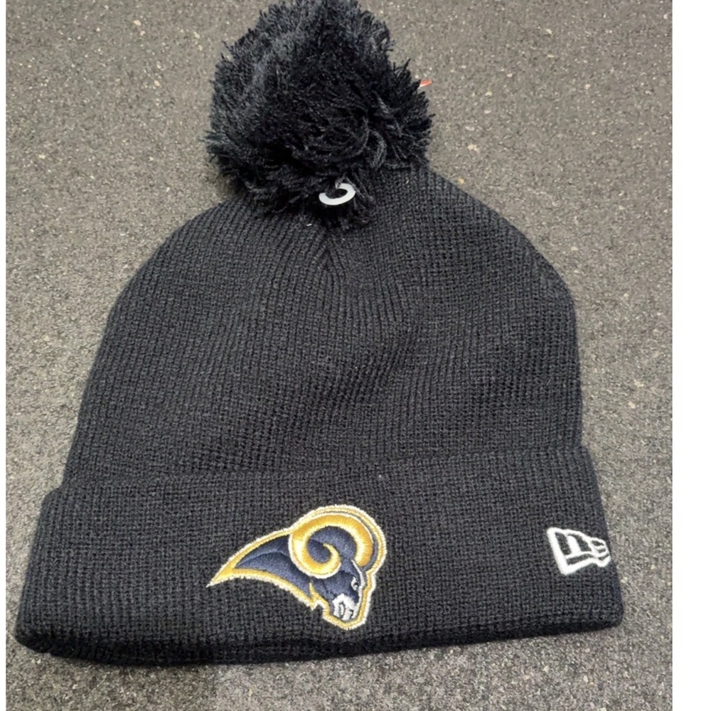 New Era Los Angeles Rams NFL‎ Knit Pom Beanie Hat Dark Navy Gold NWT